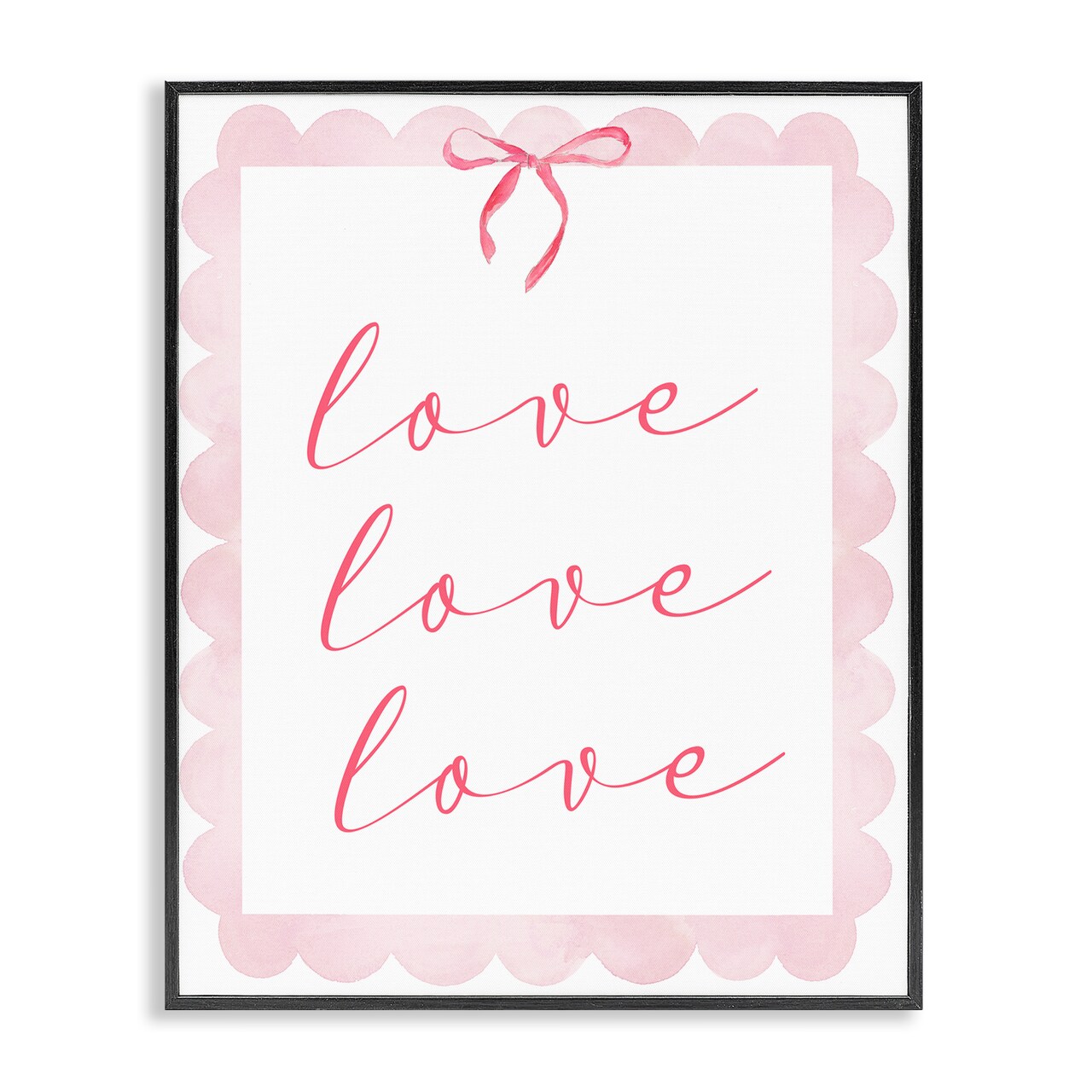 Stupell Industries Cursive Love and Pink Bow Framed Giclee, design by Lucille Price